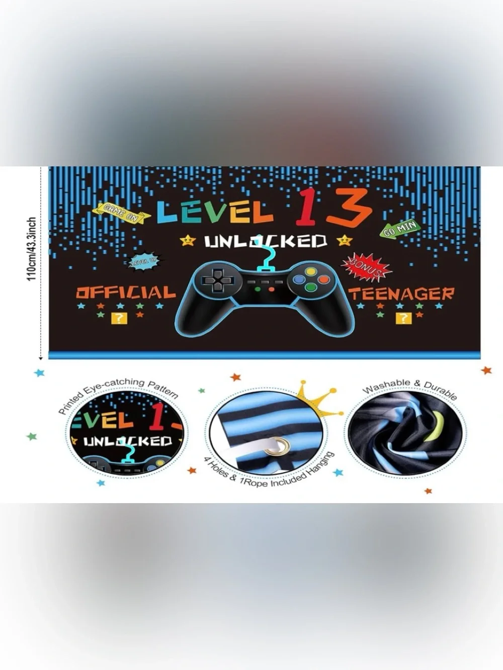 Video Game Themed Backdrop Banner for 13th Birthday or anniversary